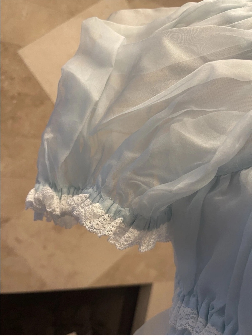 Selkie Sissy Baby Blue Boudoir Dress Sz 1X Chiffon 100% Silk NWT lace Toile - Picture 5 of 14